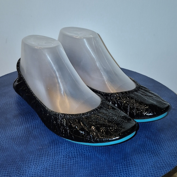 Tieks by Gavrieli Obsidian Black Crackle Women's Flats sz. 8 (#1732)VGC. - Picture 3 of 16
